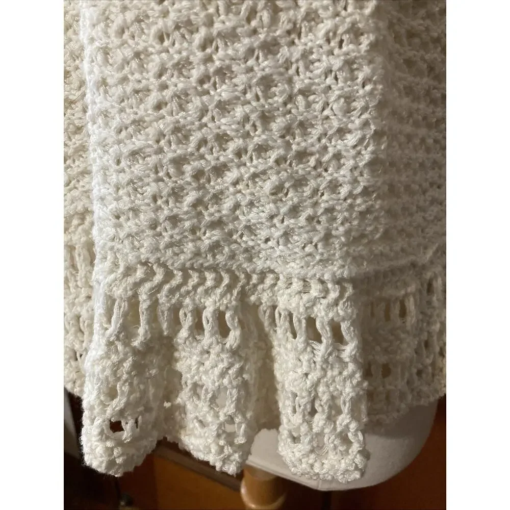 By Anthropologie Crochet Ruffle Top Shirt Sz XLP New Cream Boho Cottage $118‎